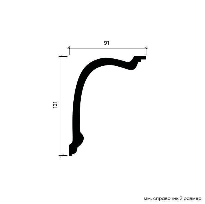 Потолочный плинтус под покраску Европласт 1.50.180 2000×91×121