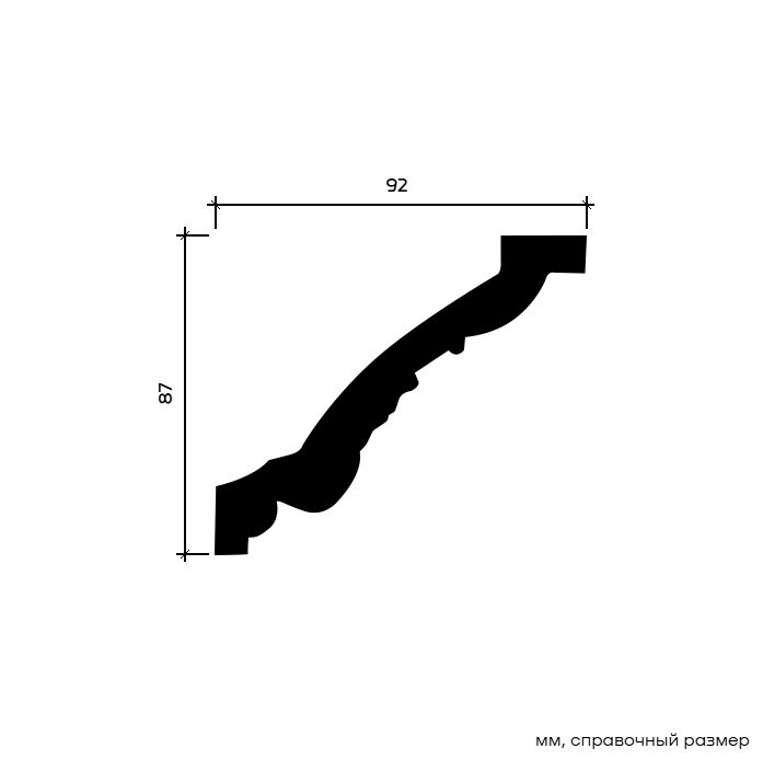 Потолочный плинтус под покраску Европласт 1.50.198 2000×92×87