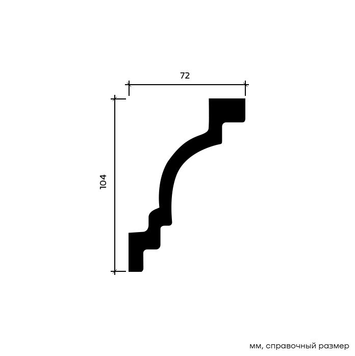 Потолочный плинтус под покраску Европласт 1.50.249 2000×72×104