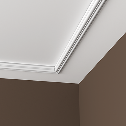 Потолочный плинтус под покраску Европласт 1.50.257 2000×39×39 фото в интерьере