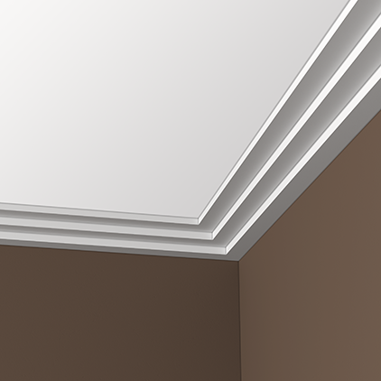 Потолочный плинтус под покраску Европласт 1.50.262 2000×120×50 фото в интерьере