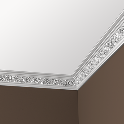 Потолочный плинтус под покраску Европласт 1.50.274 2000×55×86 фото в интерьере