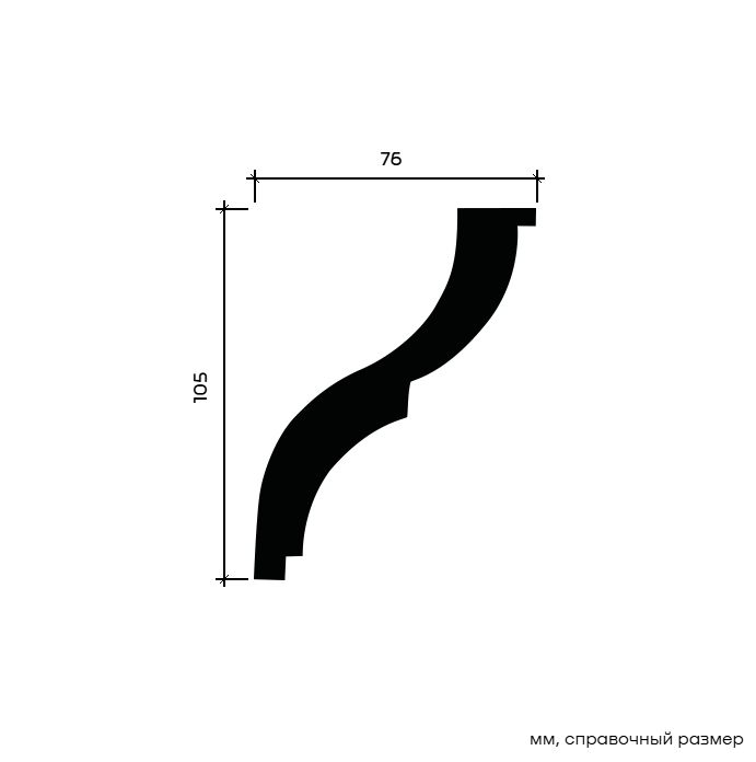 Потолочный плинтус под покраску Европласт 1.50.275 2000×76×105