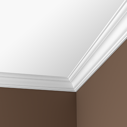 Потолочный плинтус под покраску Европласт 1.50.293 2000×85×84 фото в интерьере