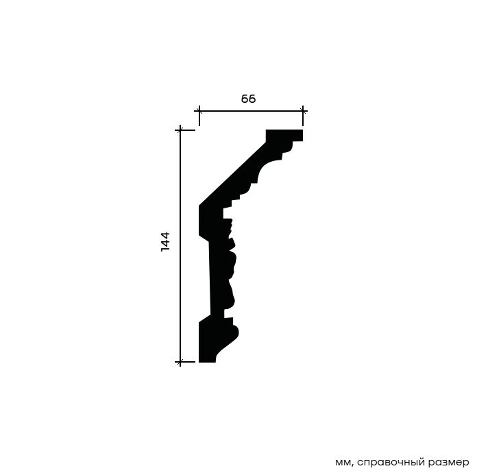 Потолочный плинтус под покраску Европласт 1.50.128 2000×66×144