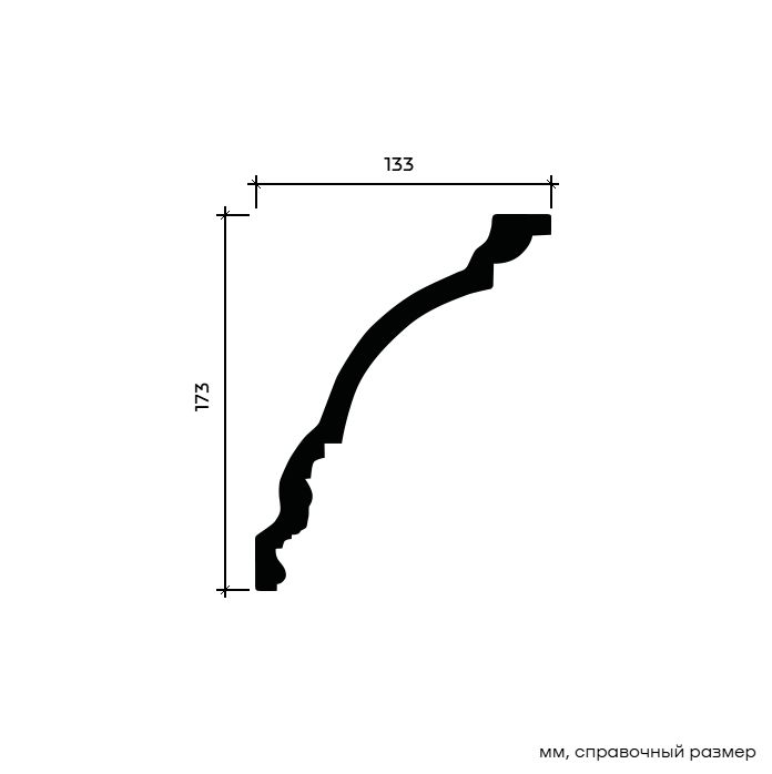 Потолочный плинтус под покраску Европласт 1.50.256 2000×133×173