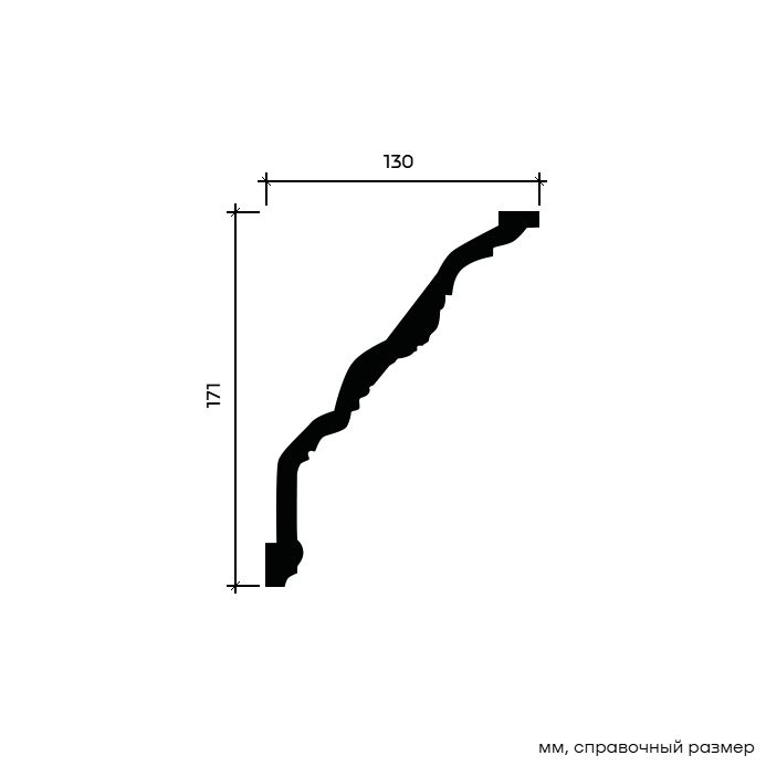 Потолочный плинтус под покраску Европласт 1.50.201 2000×130×171