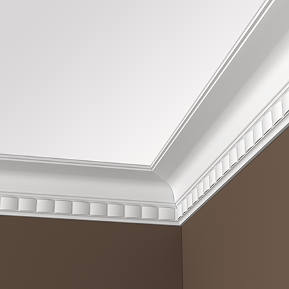 Потолочный плинтус под покраску Европласт 1.50.175 2000×117×135 фото в интерьере