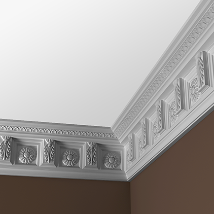 Потолочный плинтус под покраску Европласт 1.50.281 2000×112×204 фото в интерьере