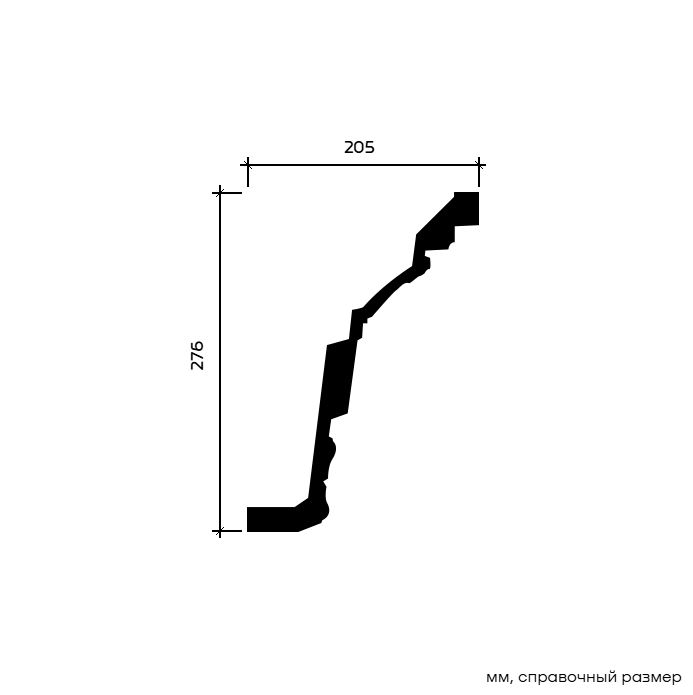Потолочный плинтус под покраску Европласт 1.50.504 2000×205×276