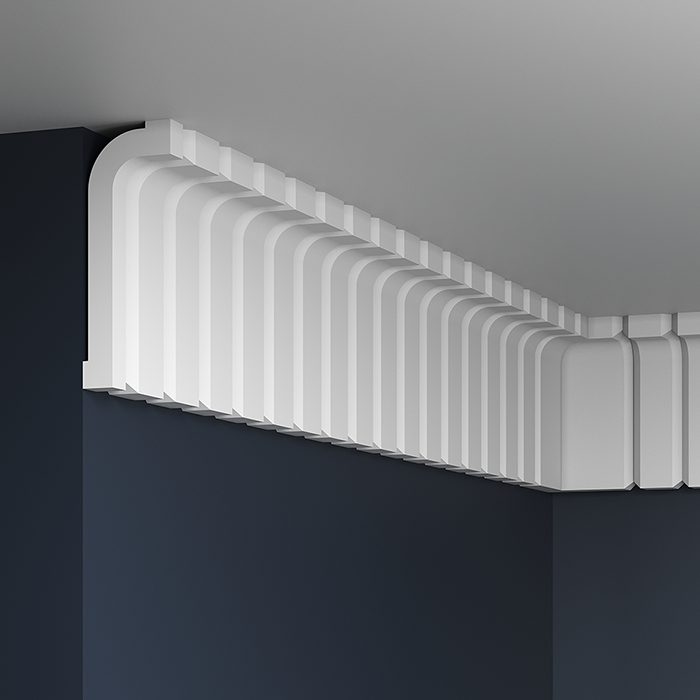 Потолочный плинтус под покраску Европласт 1.50.805 2000×75×200 фото в интерьере