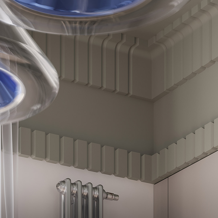 Потолочный плинтус под покраску Европласт 1.50.805 2000×75×200 фото в интерьере