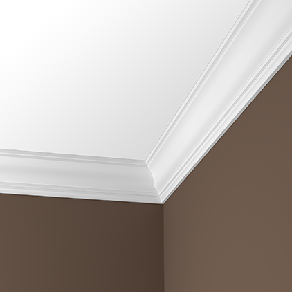 Потолочный плинтус под покраску Европласт 1.50.273 2000×130×198 фото в интерьере