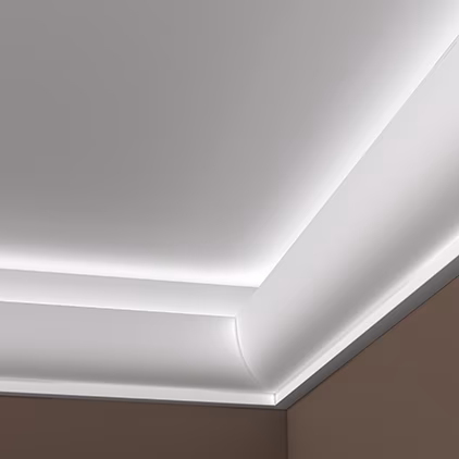 Потолочный плинтус под покраску Европласт 1.50.220 с подсветкой 2000×122×127