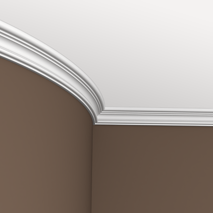 Потолочный плинтус под покраску гибкий Европласт 1.50.122 2000×40×50 фото в интерьере