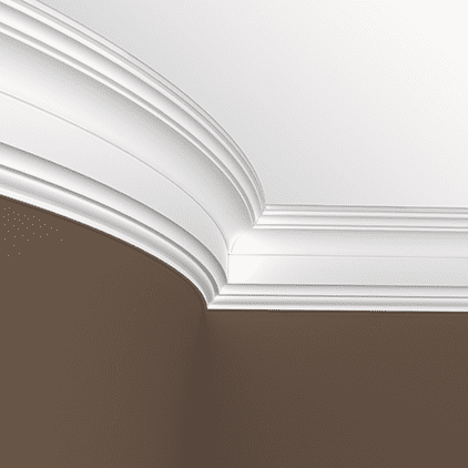 Потолочный плинтус под покраску гибкий Европласт 1.50.254 2000×93×130 фото в интерьере