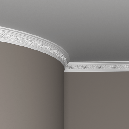 Потолочный плинтус под покраску гибкий Европласт 1.50.274 2000×55×86 фото в интерьере