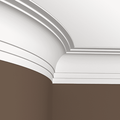 Потолочный плинтус под покраску гибкий Европласт 1.50.147 2000×125×173 фото в интерьере