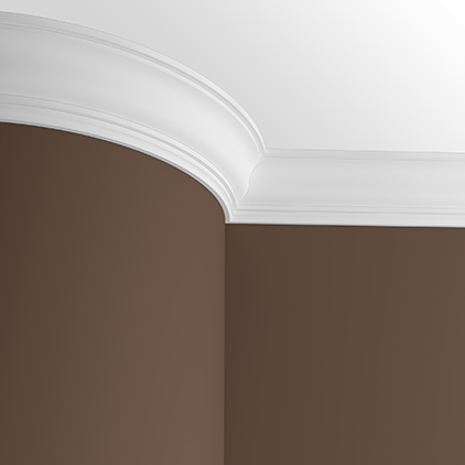Потолочный плинтус под покраску гибкий Европласт 1.50.273 2000×130×198 фото в интерьере