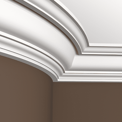 Потолочный плинтус под покраску гибкий Европласт 1.50.134 2000×193×150 фото в интерьере