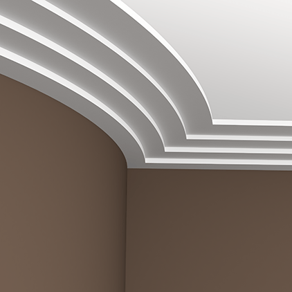 Потолочный плинтус под покраску гибкий Европласт 1.50.142 2000×195×45 фото в интерьере