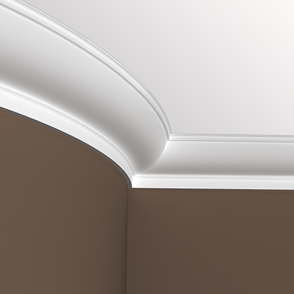 Потолочный плинтус под покраску гибкий Европласт 1.50.261 с подсветкой 2000×103×100 фото в интерьере