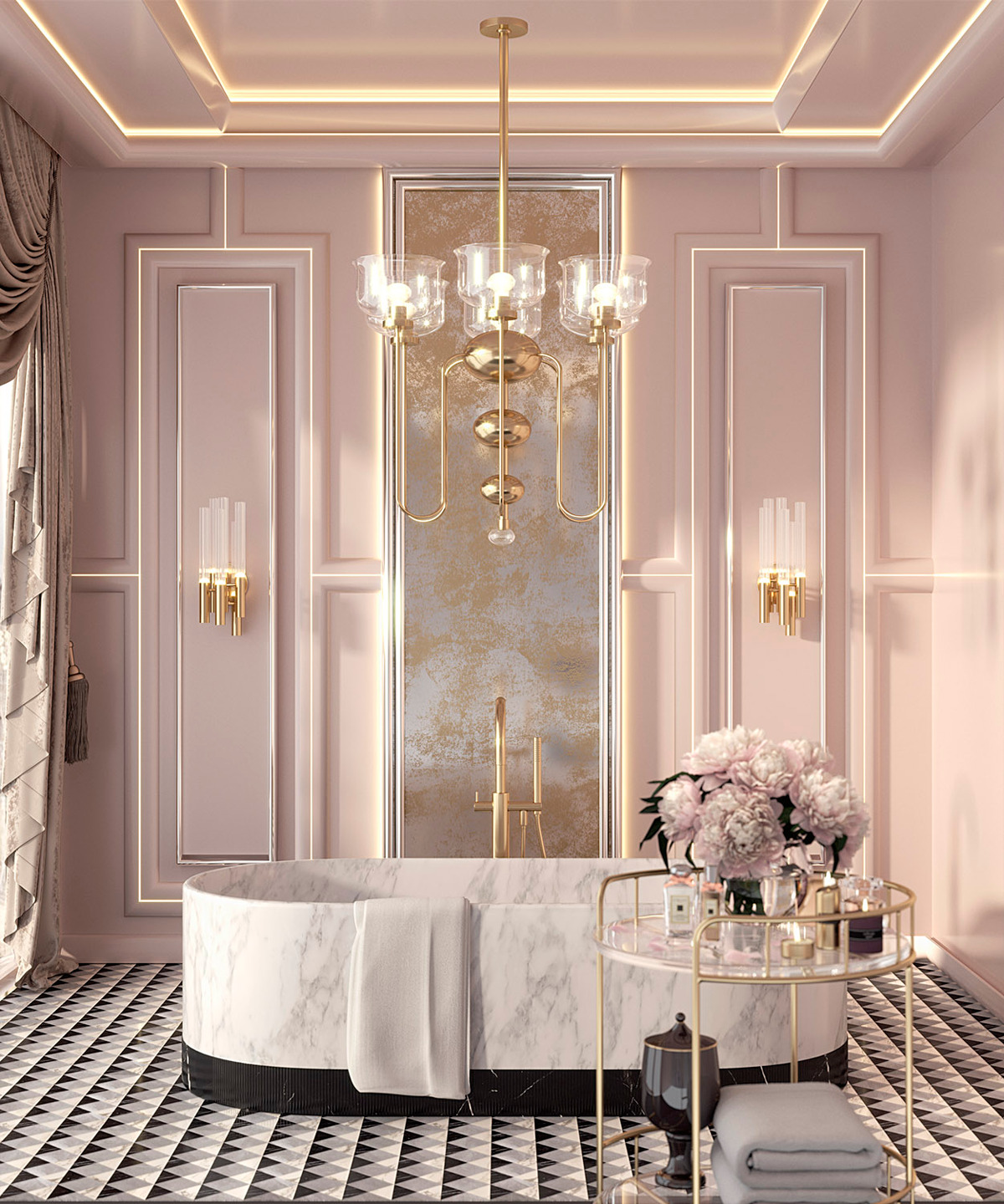 Молдинг под покраску Европласт 6.51.710 с подсветкой 2000×57×33 фото в интерьере