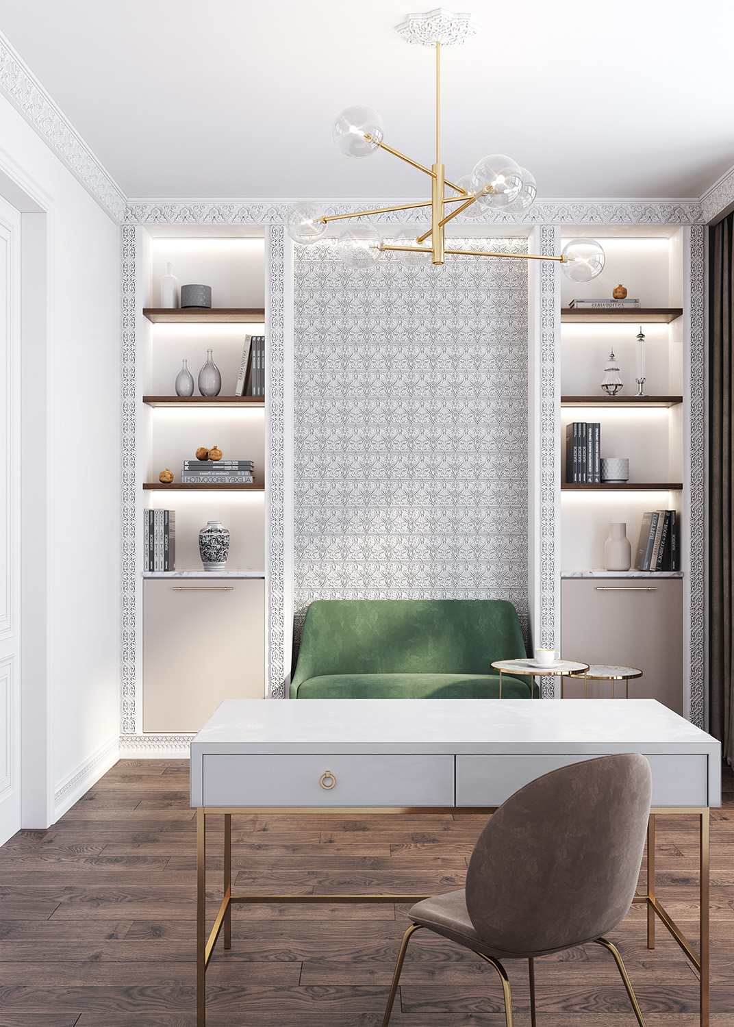 Молдинг под покраску Европласт 1.51.504 2040×51×16 фото в интерьере