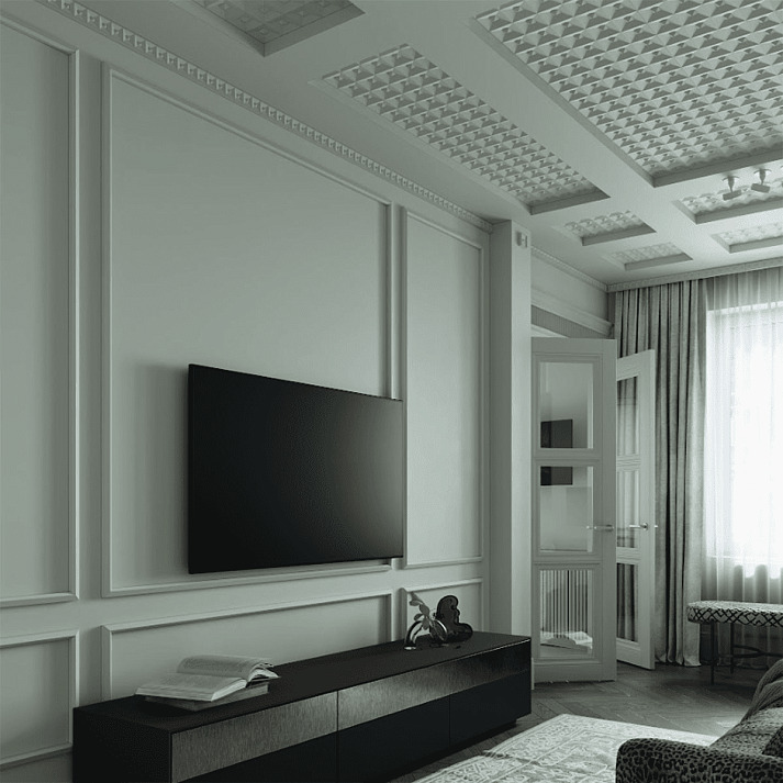 Молдинг под покраску Европласт 1.51.817 2000×56×20 фото в интерьере