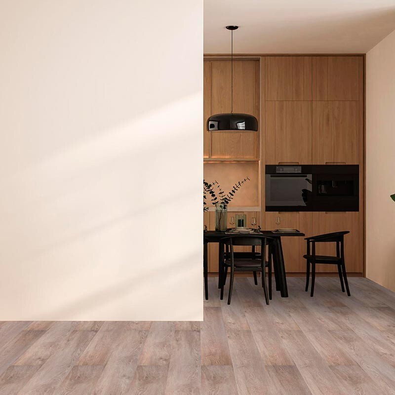 Кварцвиниловый SPC ламинат Evofloor Премиум XL+ Дуб Альпийский F-0057 1545×180×6 фото в интерьере