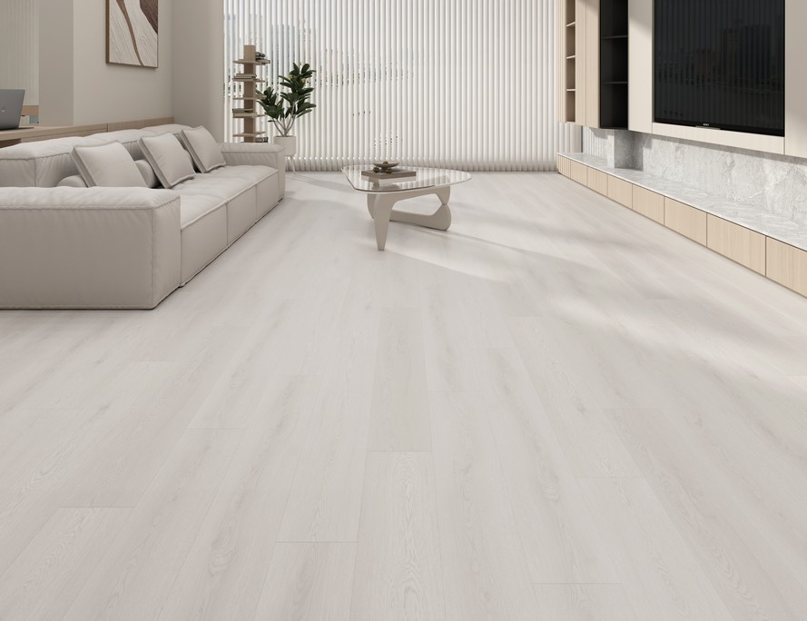 Кварцвиниловый SPC ламинат Evofloor Лайф Дуб Снежный Oak Snow EIR7639-7 1120×184×4,2 фото в интерьере