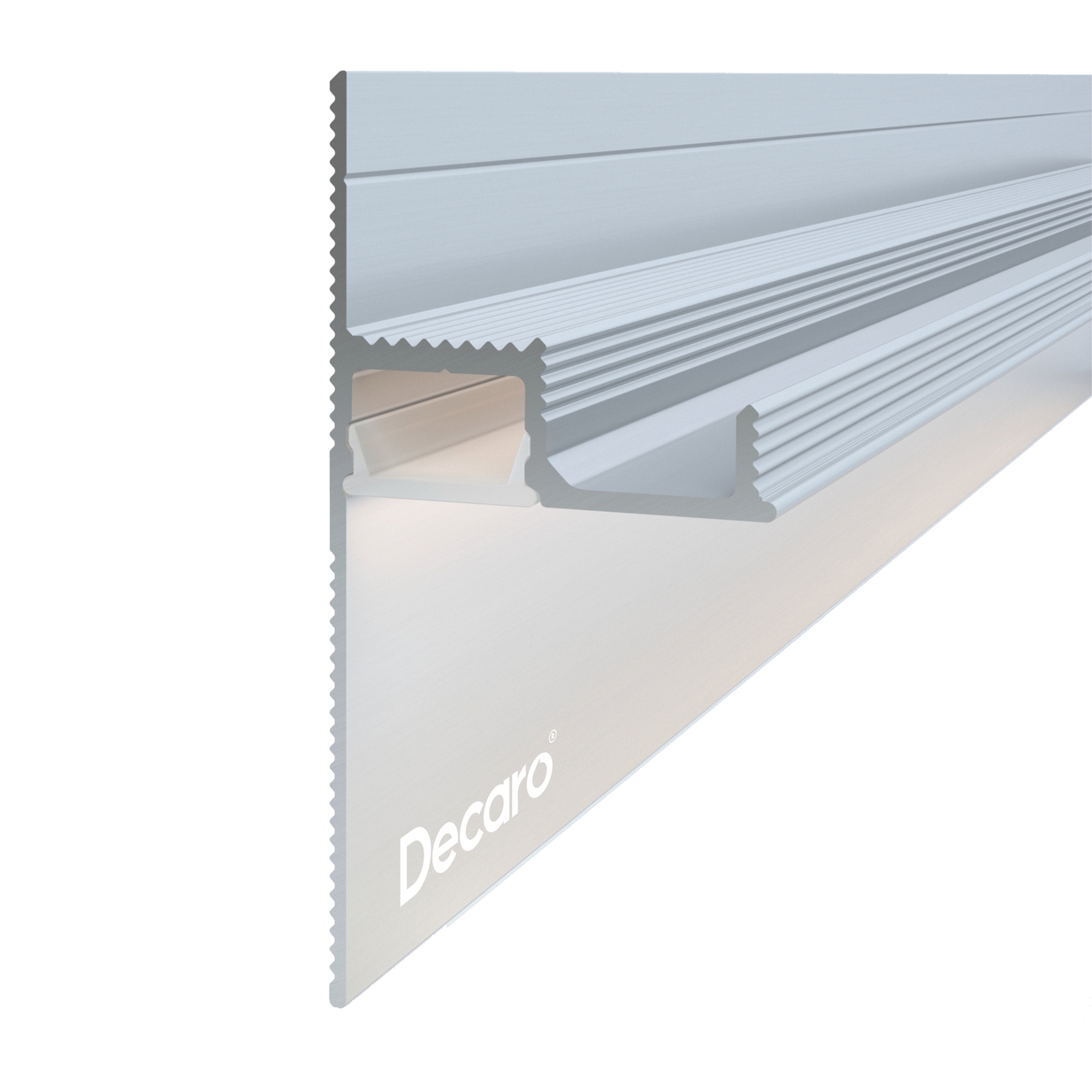 Плинтус алюминиевый теневой под покраску с подсветкой Decaro D001 2000×55×27