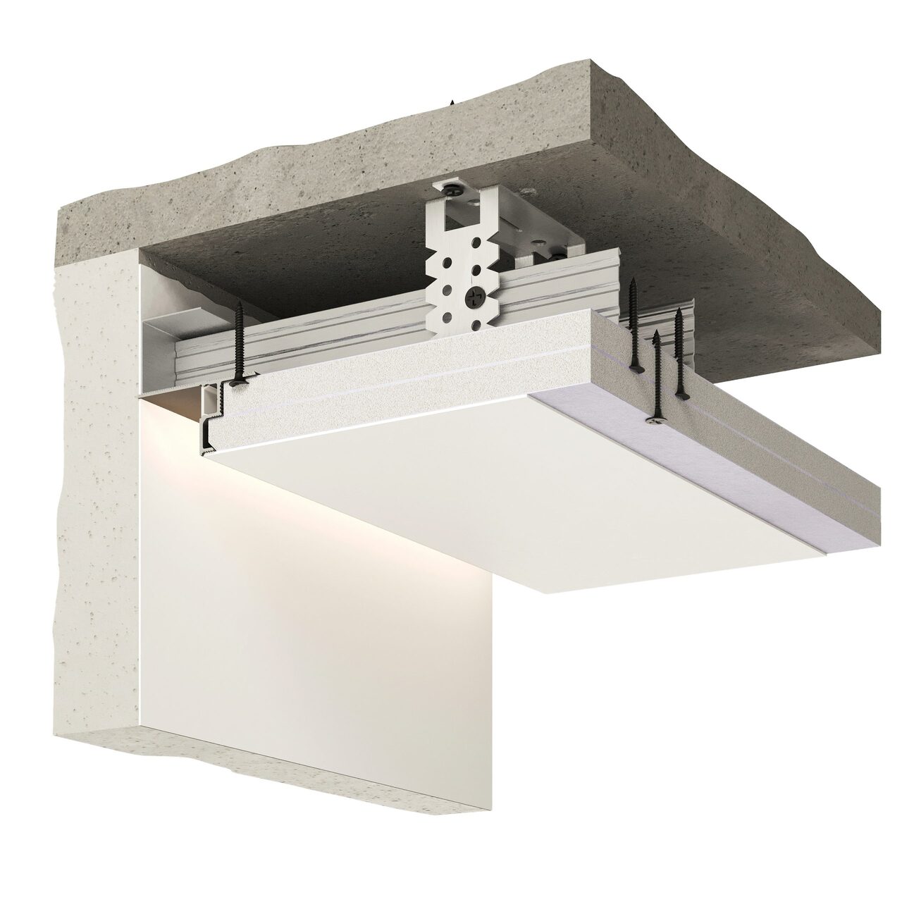 Плинтус алюминиевый теневой под покраску с подсветкой Decaro D001 2000×55×27