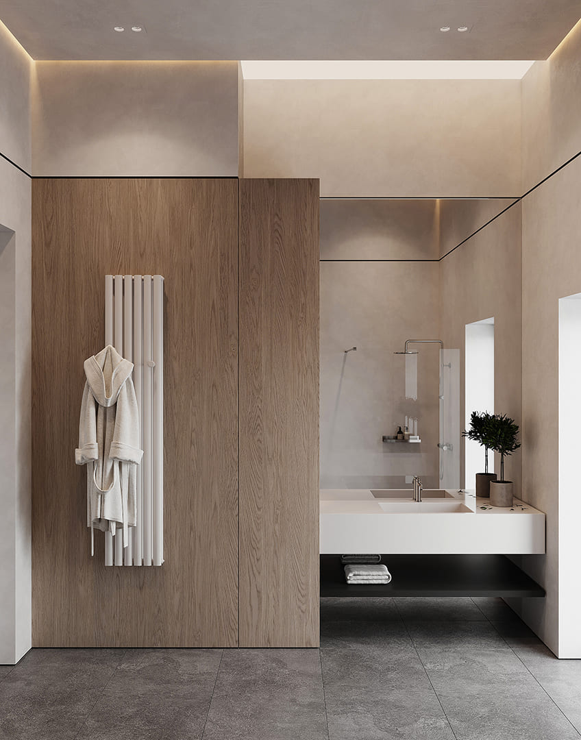 Плинтус алюминиевый теневой под покраску с подсветкой Decaro D001 2000×55×27 фото в интерьере