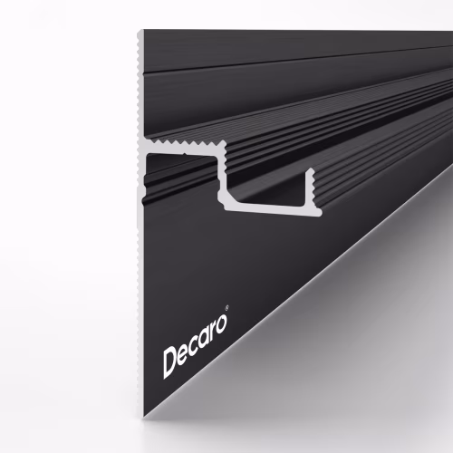 Плинтус алюминиевый теневой с подсветкой Decaro D001A Black Черный 2000×55×27