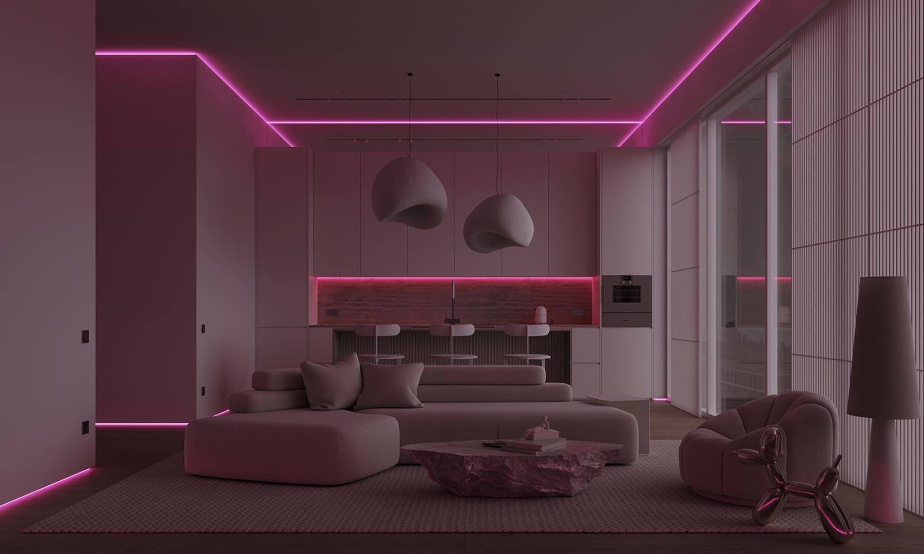 Плинтус алюминиевый теневой с подсветкой Decaro D001A Black Черный 2000×55×27 фото в интерьере