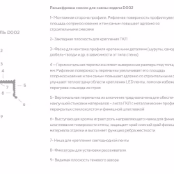 Плинтус алюминиевый теневой с подсветкой Decaro D002A Black Черный 2000×45×14,5