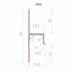 Плинтус алюминиевый теневой с подсветкой Decaro D002A Black Черный 2000×45×14,5