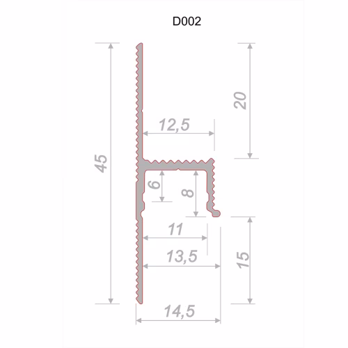 Плинтус алюминиевый теневой с подсветкой Decaro D002A Black Черный 2000×45×14,5