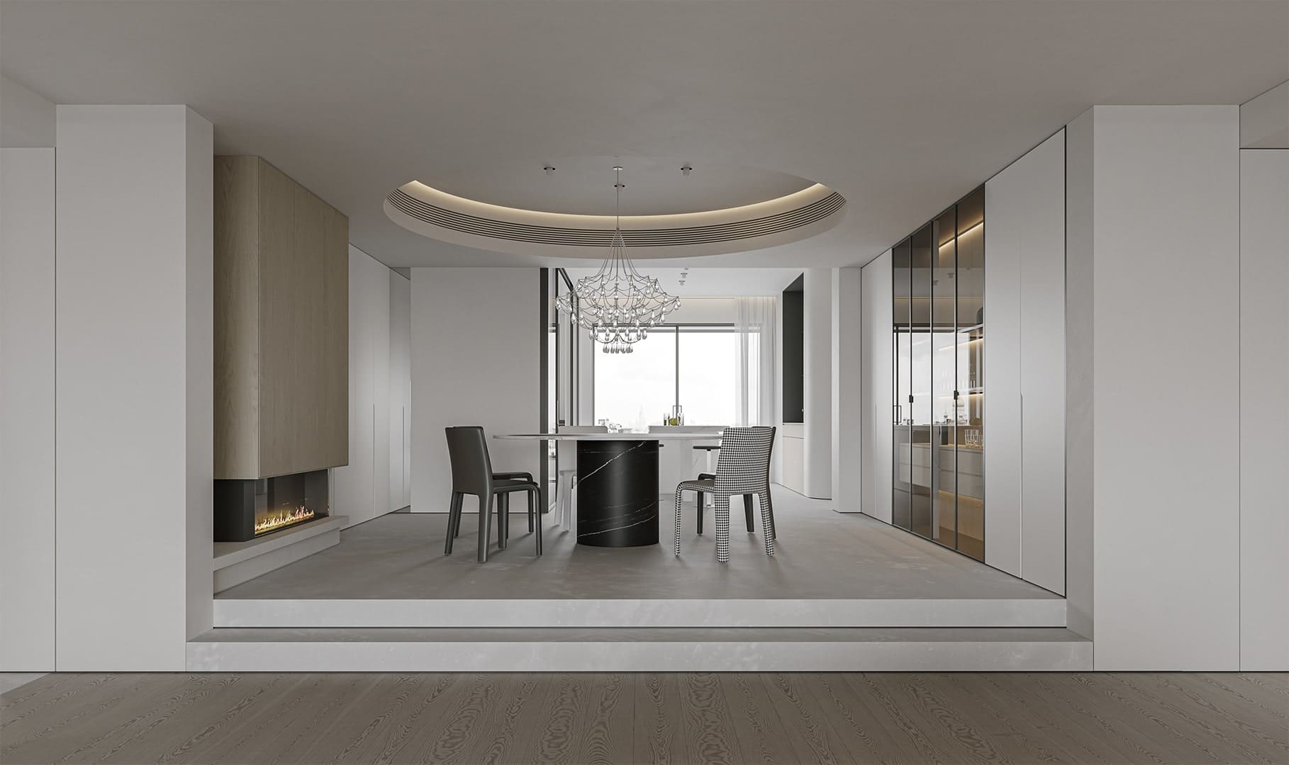 Плинтус алюминиевый теневой под покраску с подсветкой Decaro D002 2000×45×14,5 фото в интерьере