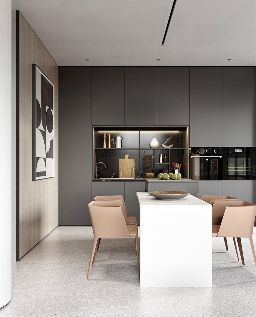 Плинтус алюминиевый теневой под покраску с подсветкой Decaro D002 2000×45×14,5 фото в интерьере