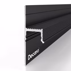 Плинтус алюминиевый теневой с подсветкой Decaro D002A Black Черный 2000×45×14,5