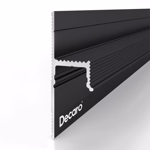 Плинтус алюминиевый теневой с подсветкой Decaro D002A Black Черный 2000×45×14,5