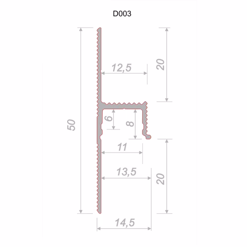 Плинтус алюминиевый теневой под покраску с подсветкой Decaro D003 2000×50×14,5