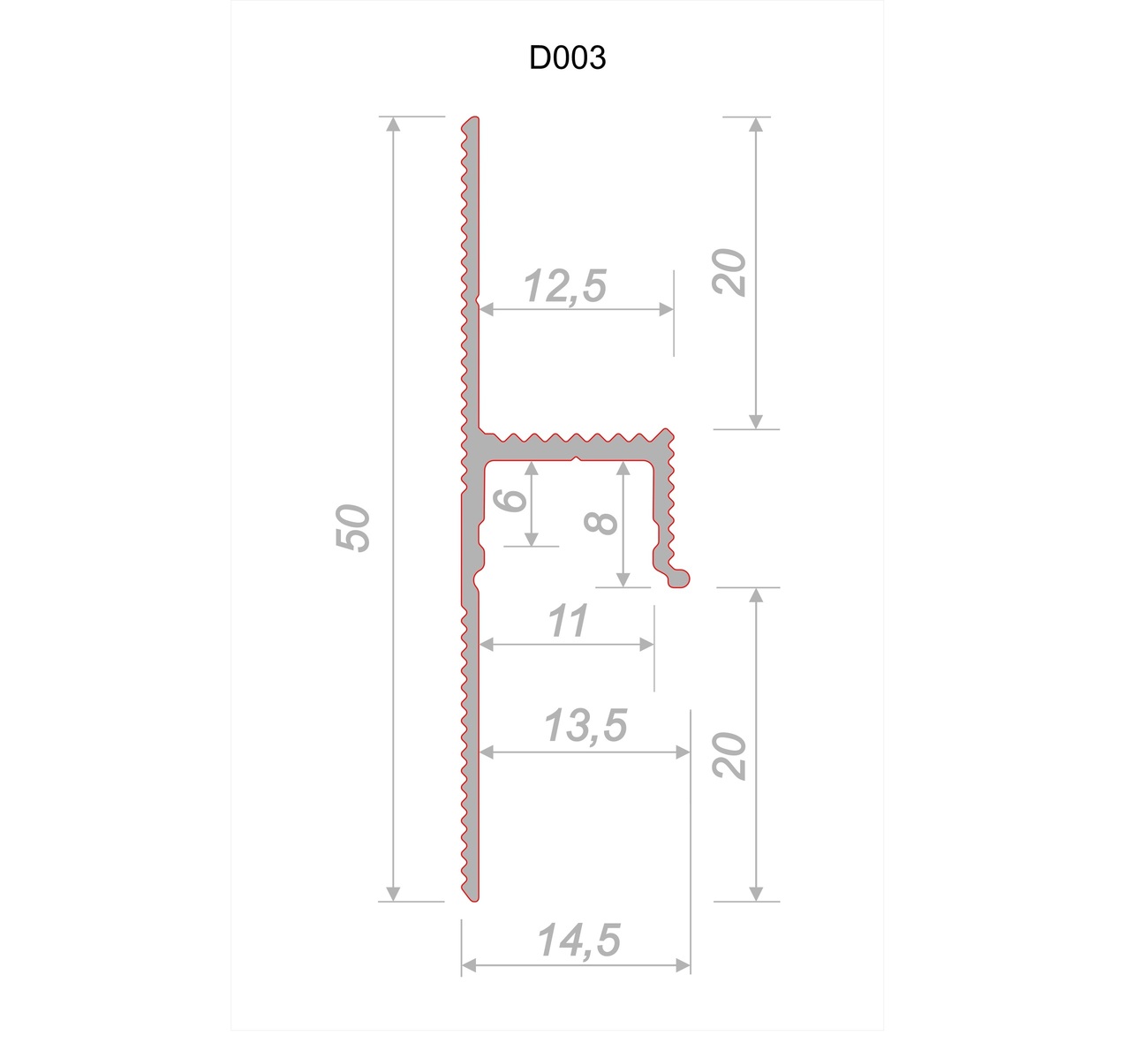 Плинтус алюминиевый теневой под покраску с подсветкой Decaro D003 2000×50×14,5