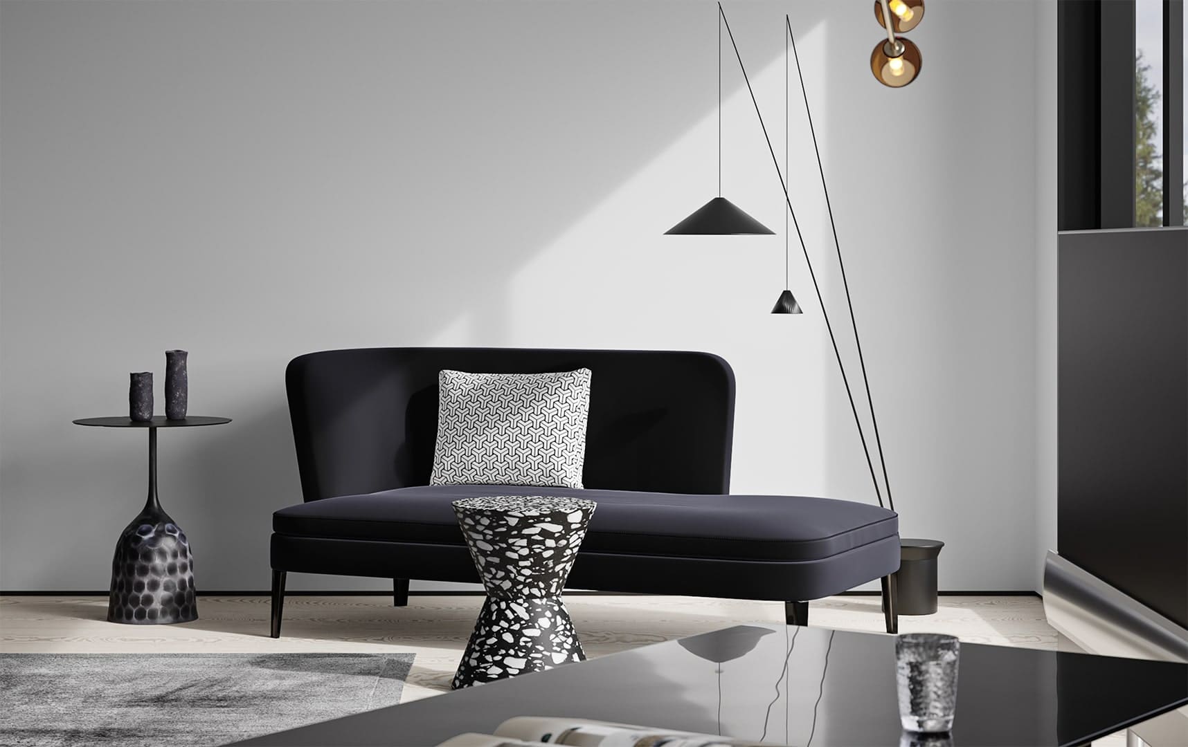 Плинтус алюминиевый теневой под покраску с подсветкой Decaro D003 2000×50×14,5 фото в интерьере