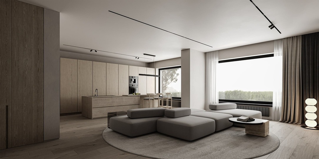 Плинтус алюминиевый теневой под покраску с подсветкой Decaro D003 2000×50×14,5 фото в интерьере