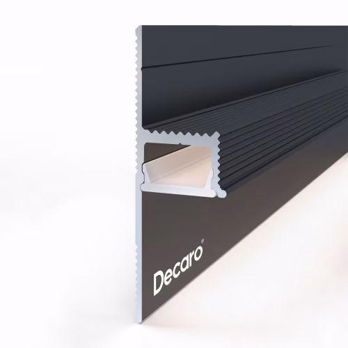 Плинтус алюминиевый теневой с подсветкой Decaro D003A Black Черный 2000×50×14,5