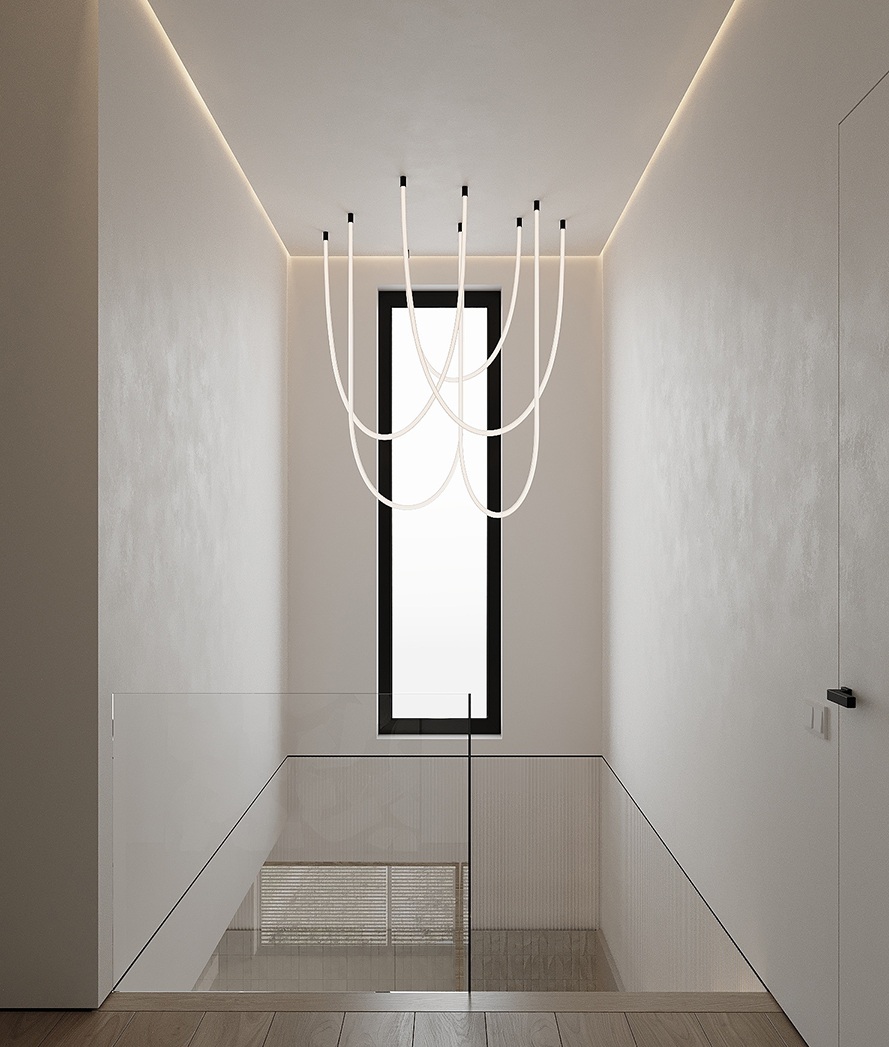 Плинтус алюминиевый теневой с подсветкой Decaro D003.2A Black Черный 2000×50×17 фото в интерьере