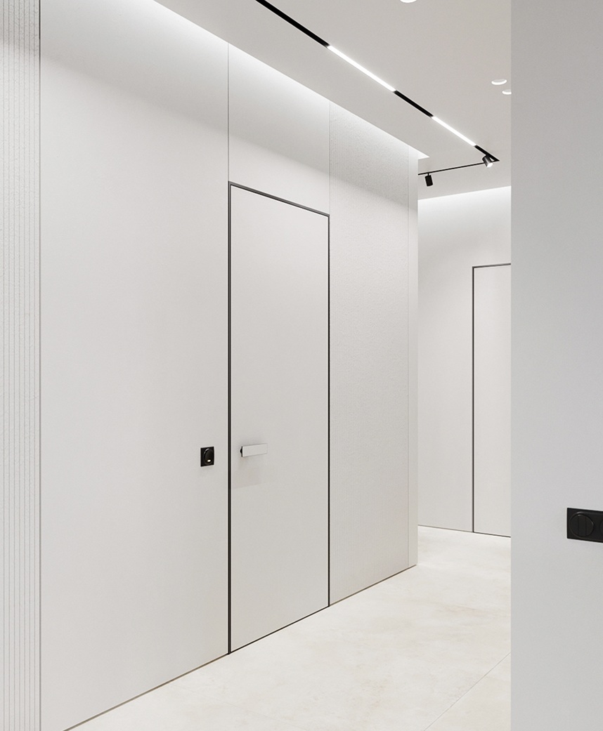 Плинтус алюминиевый теневой Decaro Regulated D004.2A Black /F1A Black Черный 2000×65×16 фото в интерьере